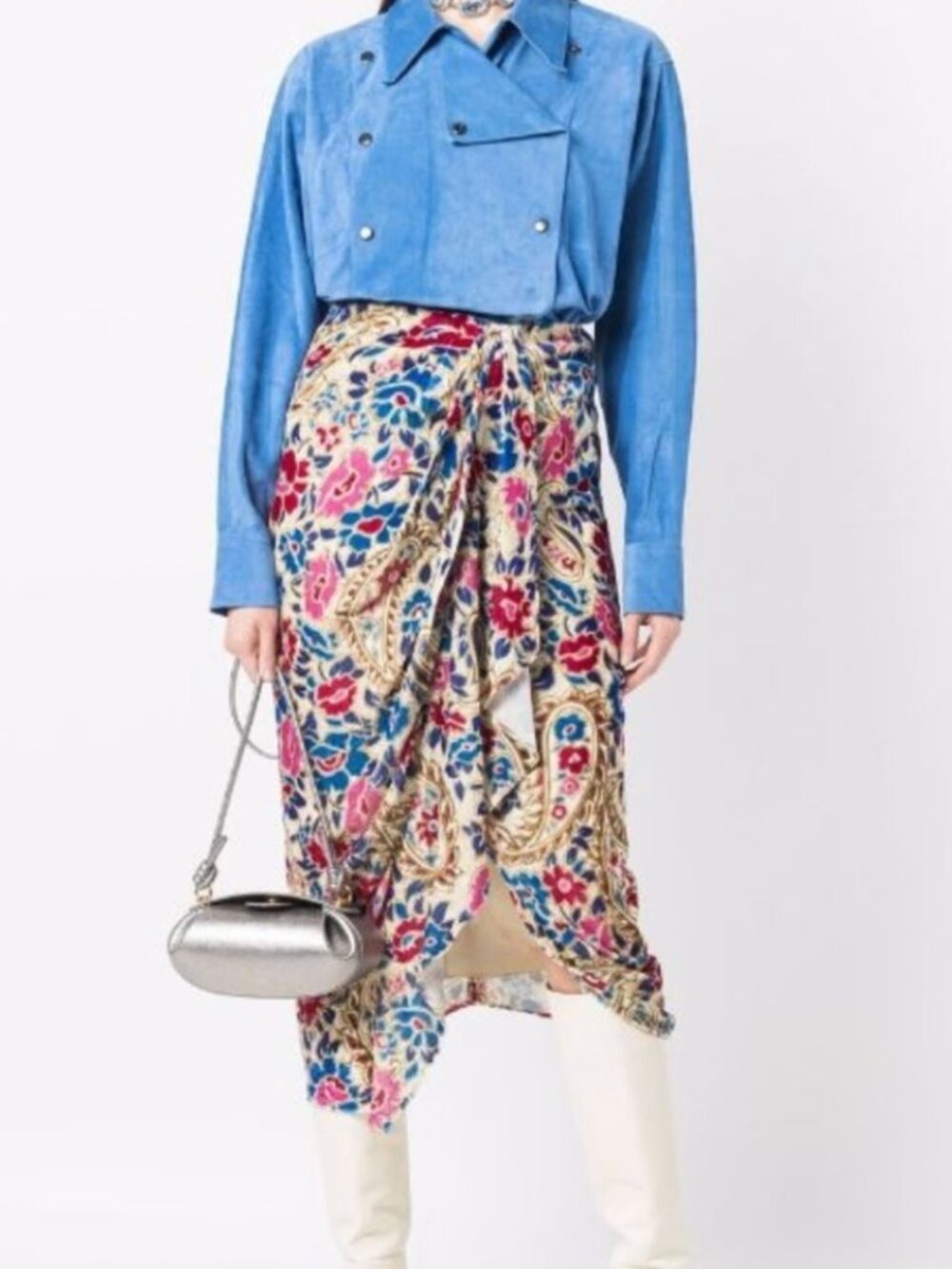 Isabel Marant Breena Floral Paisley Midi Skirt Silk Blend Size 36 FR | 4 US